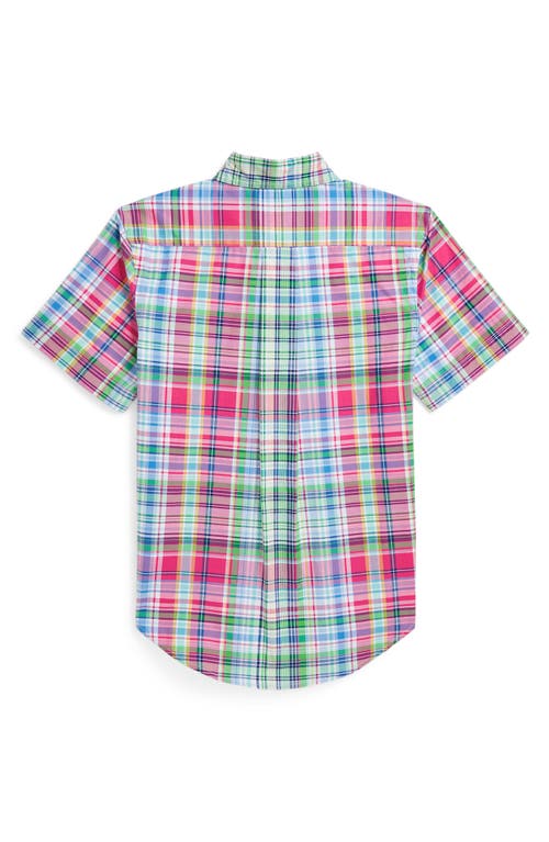 Polo Ralph Lauren Big Boys Gingham Poplin Short Sleeve Shirt In Pink Blue Multi