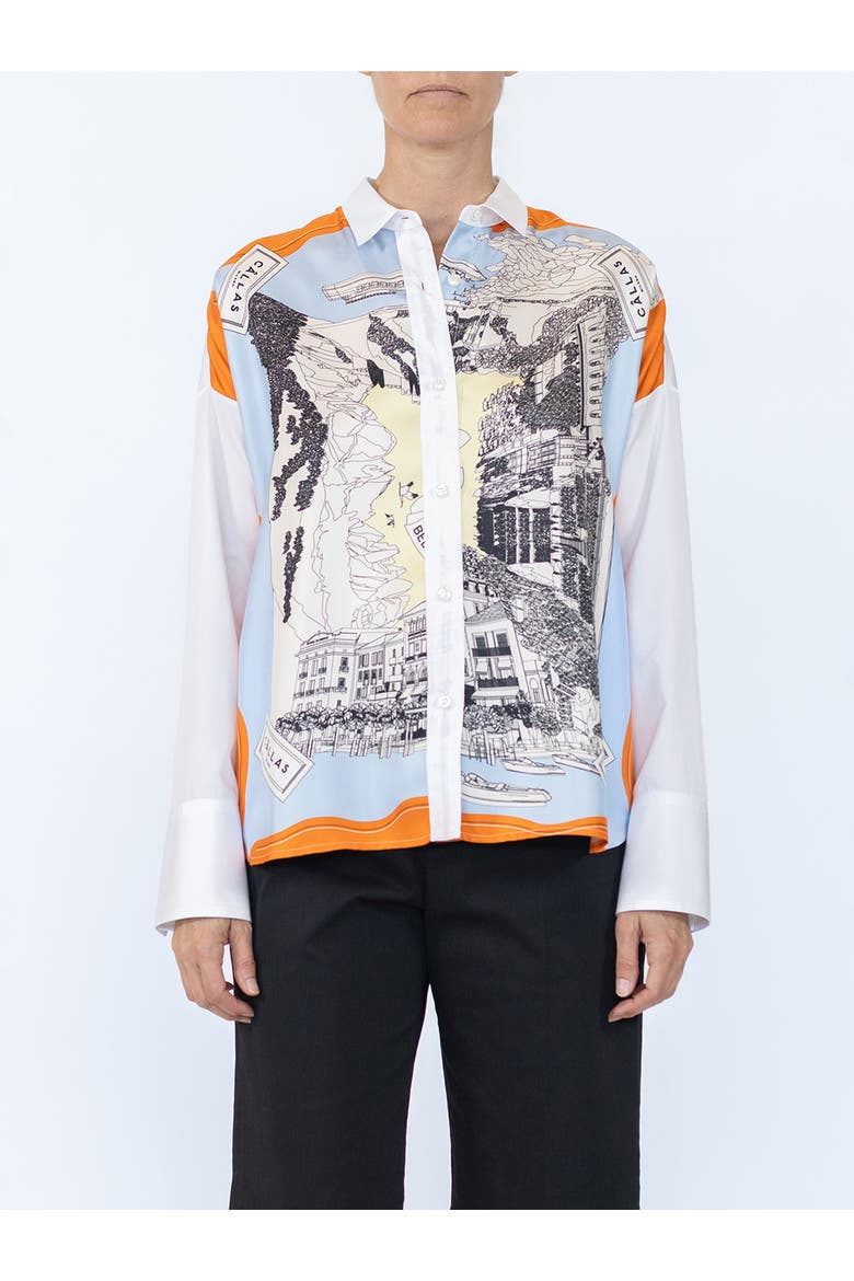 Sirene Silk front shirt, Alternate, color, White/Orange