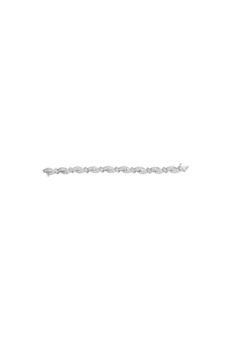 Haus of Brilliance 14K White Gold 4.0 Cttw Invisble Set Princess-Cut Diamond Wave Style Link Bracelet, Alternate, color, White