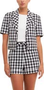 English Factory Short Sleeve Gingham Blazer