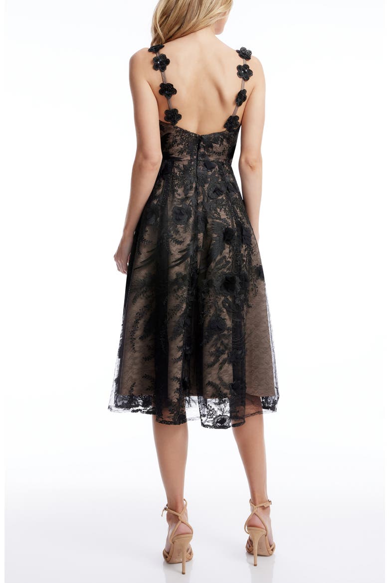 Maren Floral Lace Cocktail Midi Dress, Alternate, color, BLACK-BEIGE