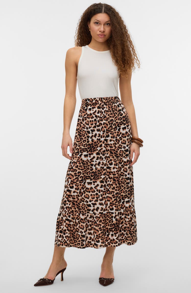 VERO MODA Easy Joy Maxi Skirt, Alternate, color, Tan Aopleo
