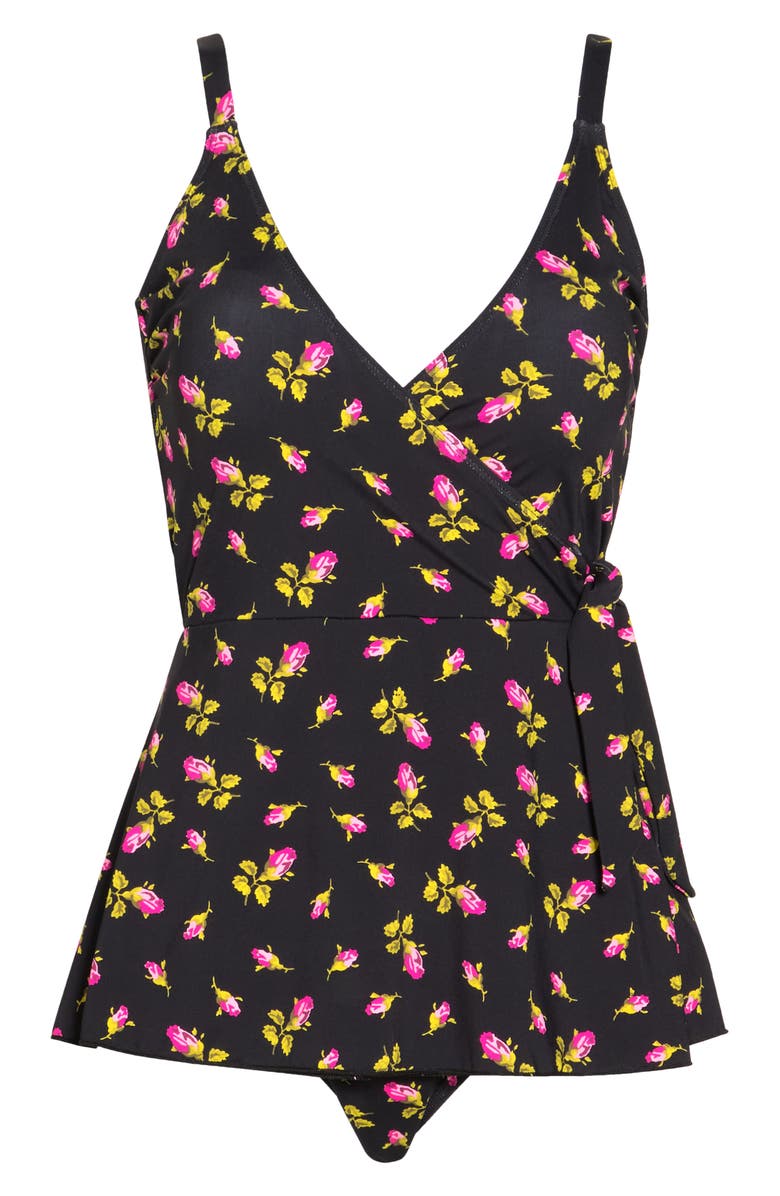 Betsey Johnson Faux Wrap Skirted One-Piece Swimsuit, Alternate, color, 