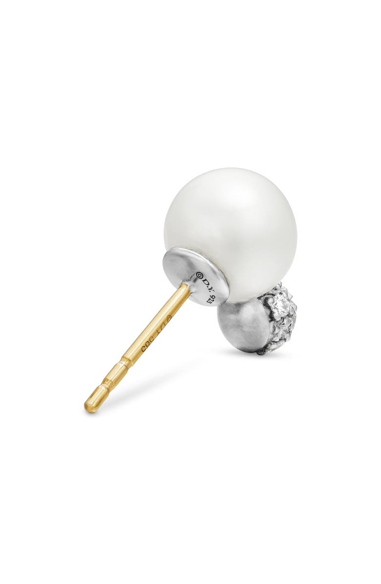 David Yurman Pearl & Pavé Solari Stud Earrings with Diamonds, Alternate, color, Sterling Silver