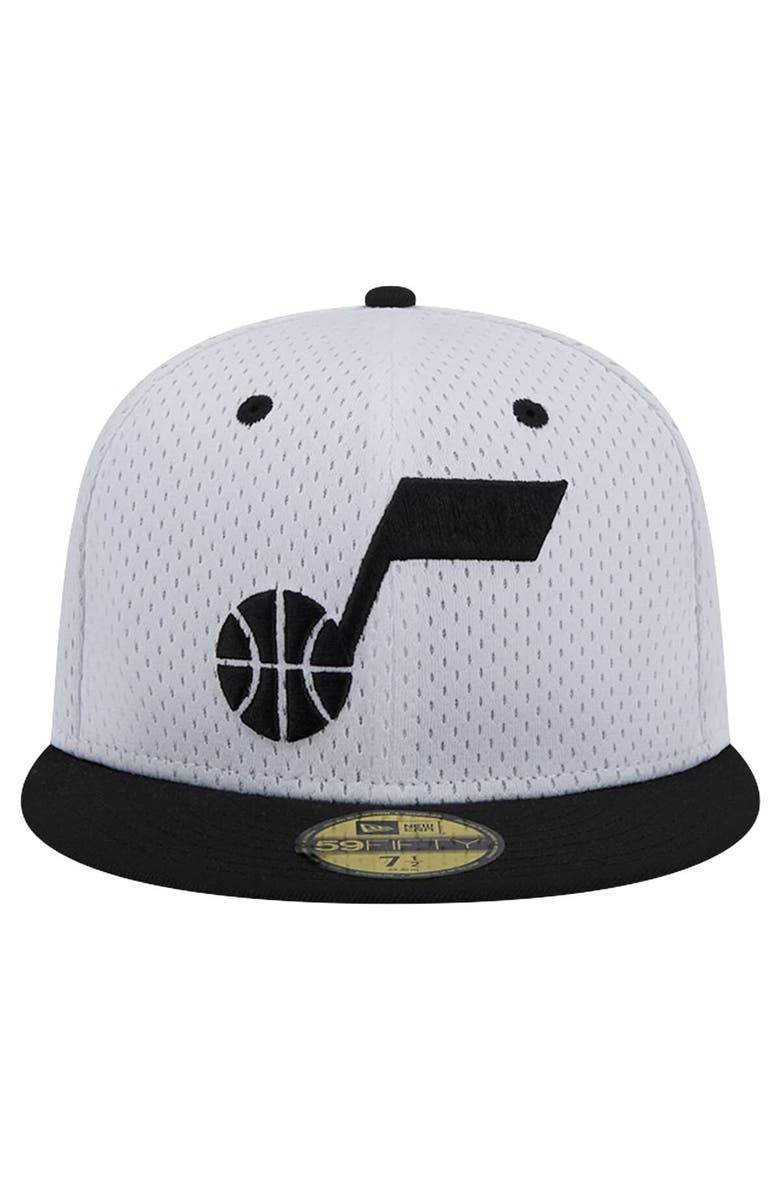 New Era Men's New Era White/Black Utah Jazz Throwback 2Tone 59FIFTY Fitted Hat, Alternate, color, White