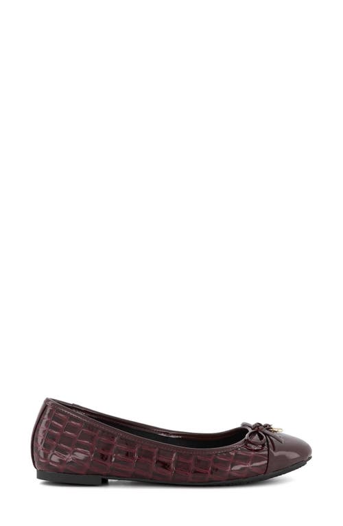 Dune London Hallo Snake Embossed Ballet Flat In Burgundy