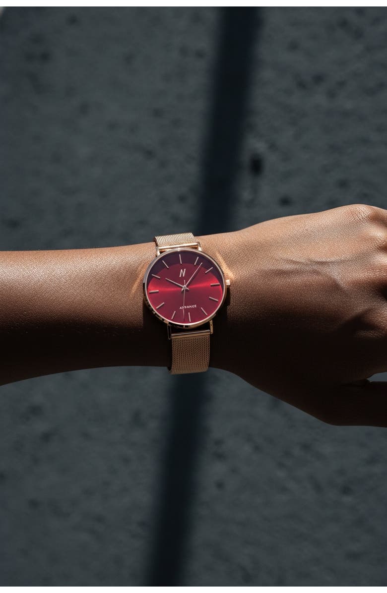 NCMPRBL Advance XO Quartz Movement Watch, 36MM, Alternate, color, Brilliant Rose Gold/Rich Red