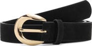 MANGO Oval Buckle Suede Belt