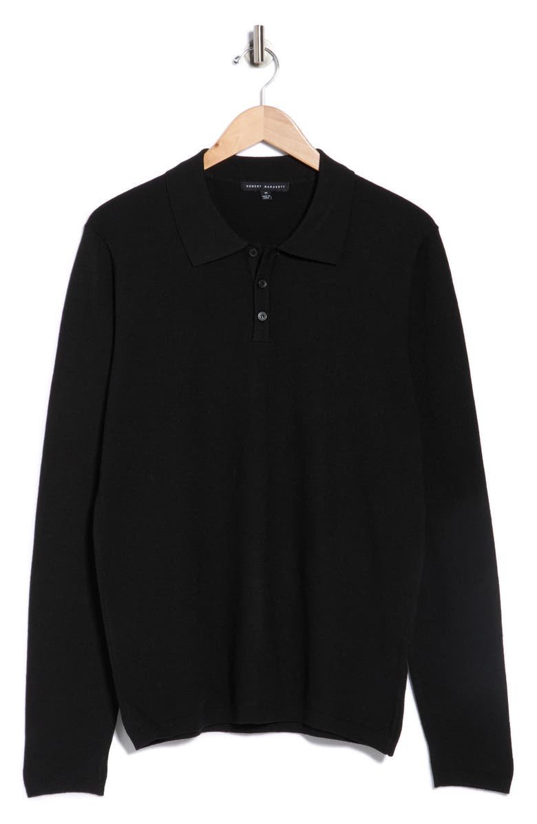 Robert Barakett Daniel Long Sleeve Polo Sweater, Alternate, color, Black