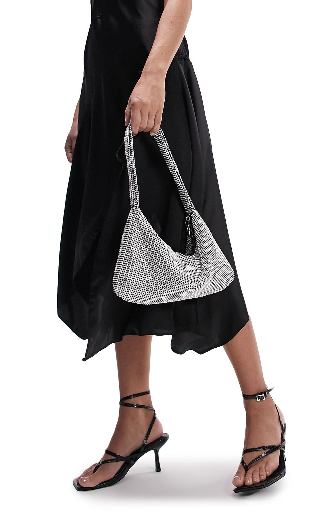 Topshop Sindy Diamante Shoulder Bag, Main, color, 