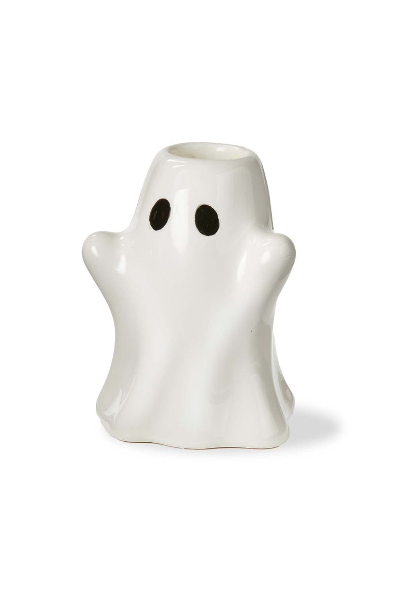 tag Ghost Taper Candle Holder White Ceramic Halloween Decor, Main, color, White