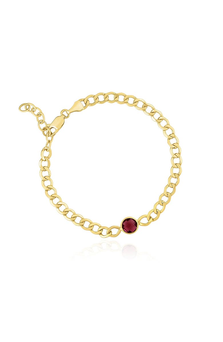 The Lovery Fine Jewelry Garnet Bezel Curb Bracelet, Main, color, Garnet