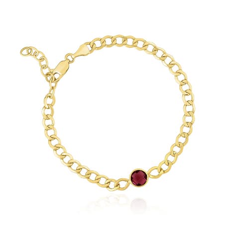 Garnet Bezel Curb Bracelet