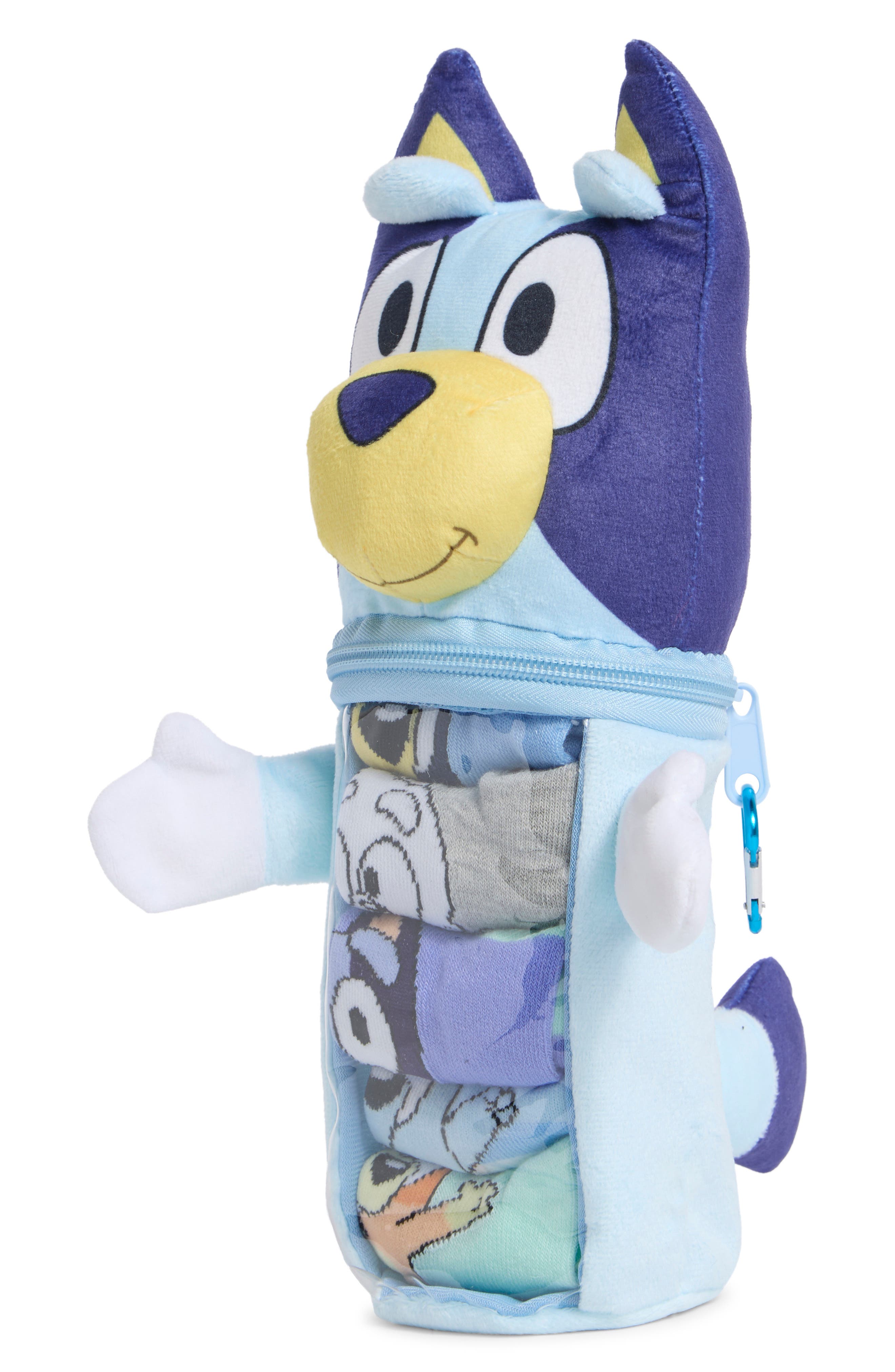 BERKSHIRE FASHIONS Kids' 5-Pack Bluey Quarter Socks with Reusable Pouch