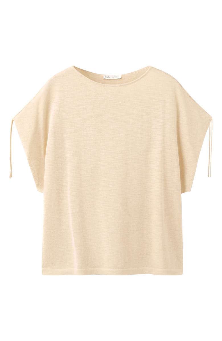 MANGO Short Sleeve Fine Knit Sweater, Alternate, color, Ecru