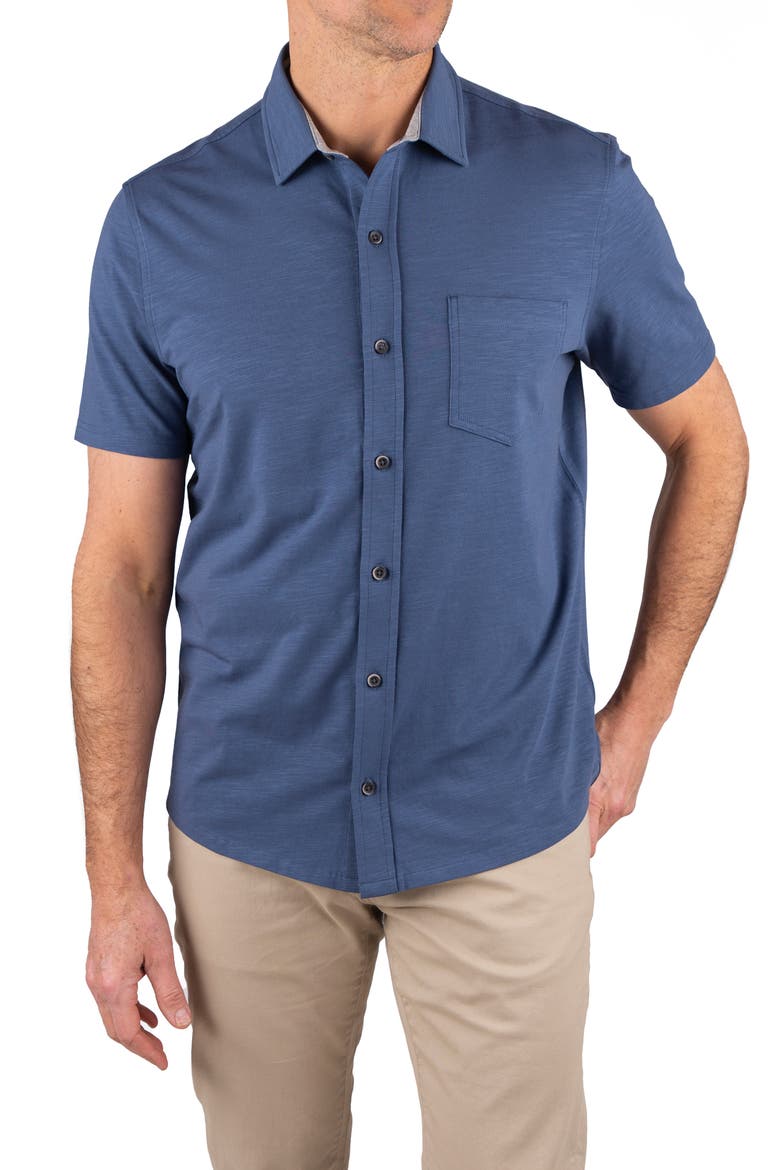 Slub Jersey Button-Up Shirt, Main, color, VINTAGE INDIGO