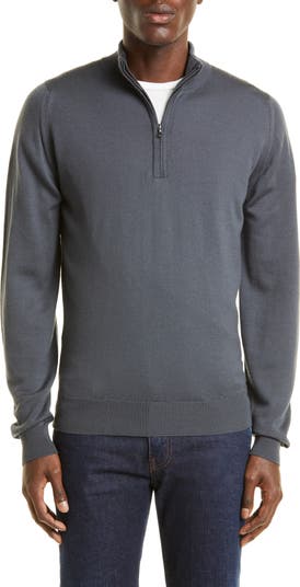 John Smedley Men's Tapton Half Zip Merino Wool Sweater John Smedley Men's Tapton Half Zip Merino Wool Sweater