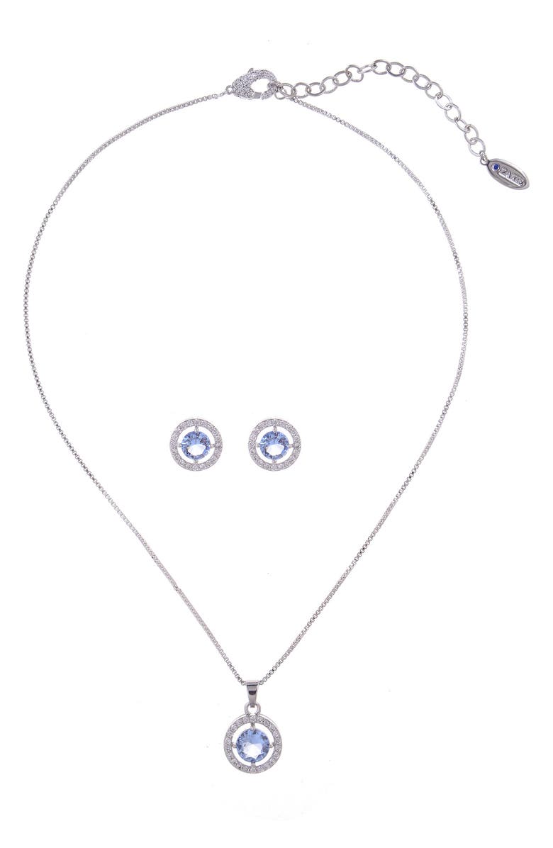 ZAXIE By Stefanie Taylor Circle Pendant Necklace & Stud Earrings Set, Main, color, 