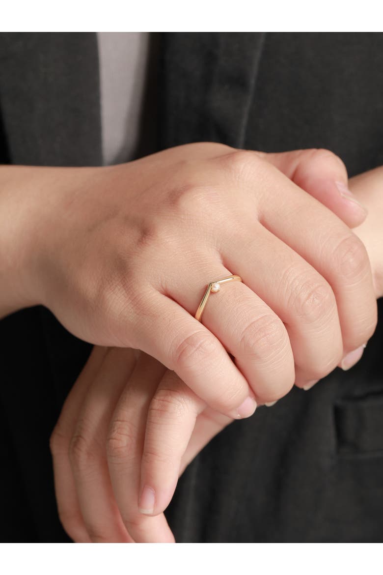 Freshwater Pearl Chevron Ring in 14K Gold, 3mm, Alternate, color, Yellow Gold