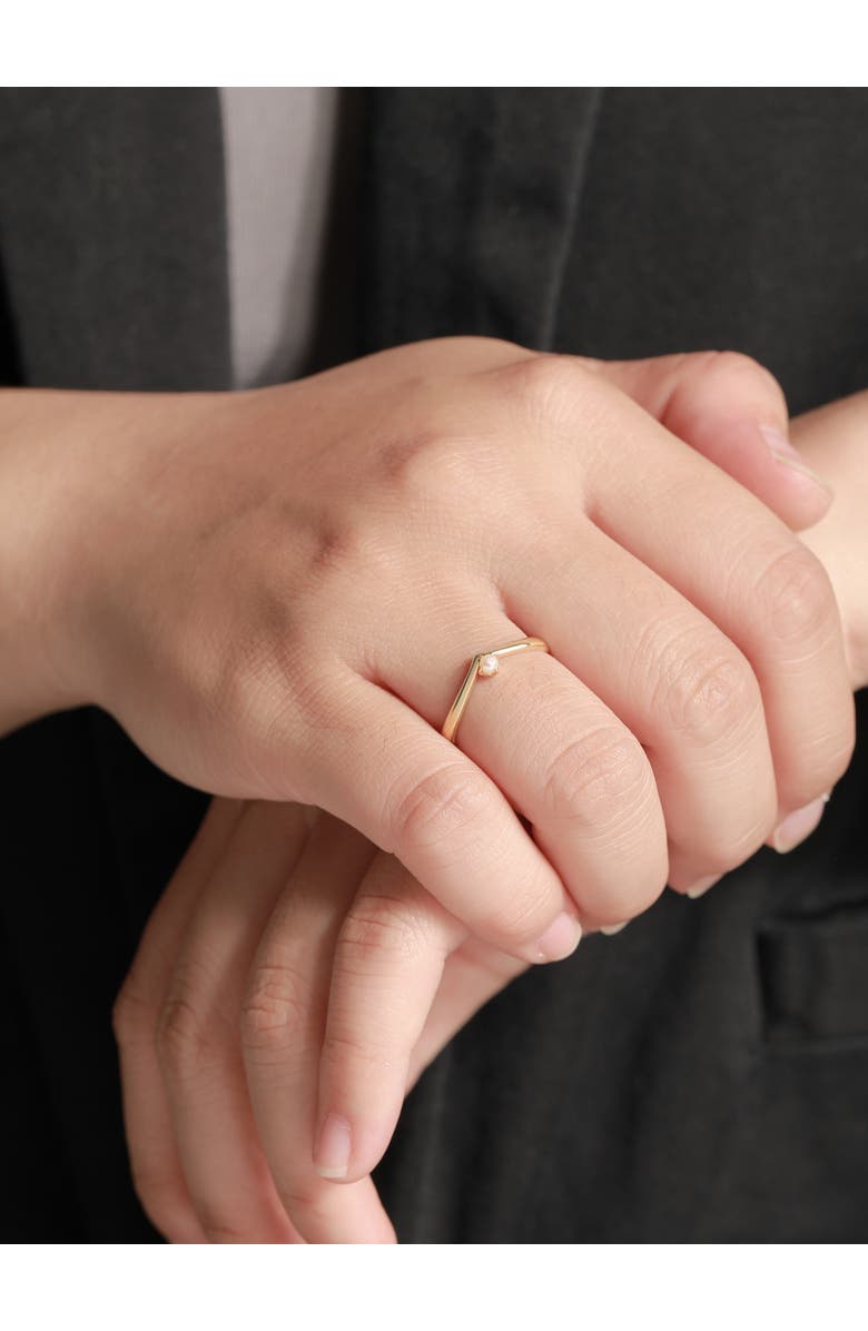 DEVATA Freshwater Pearl Wishbone Ring in 14K Gold, 3mm, Alternate, color, Yellow Gold