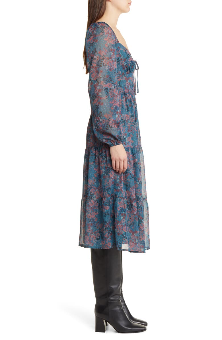 PAIGE Josefina Floral Long Sleeve Dress, Alternate, color, Drkteamlt