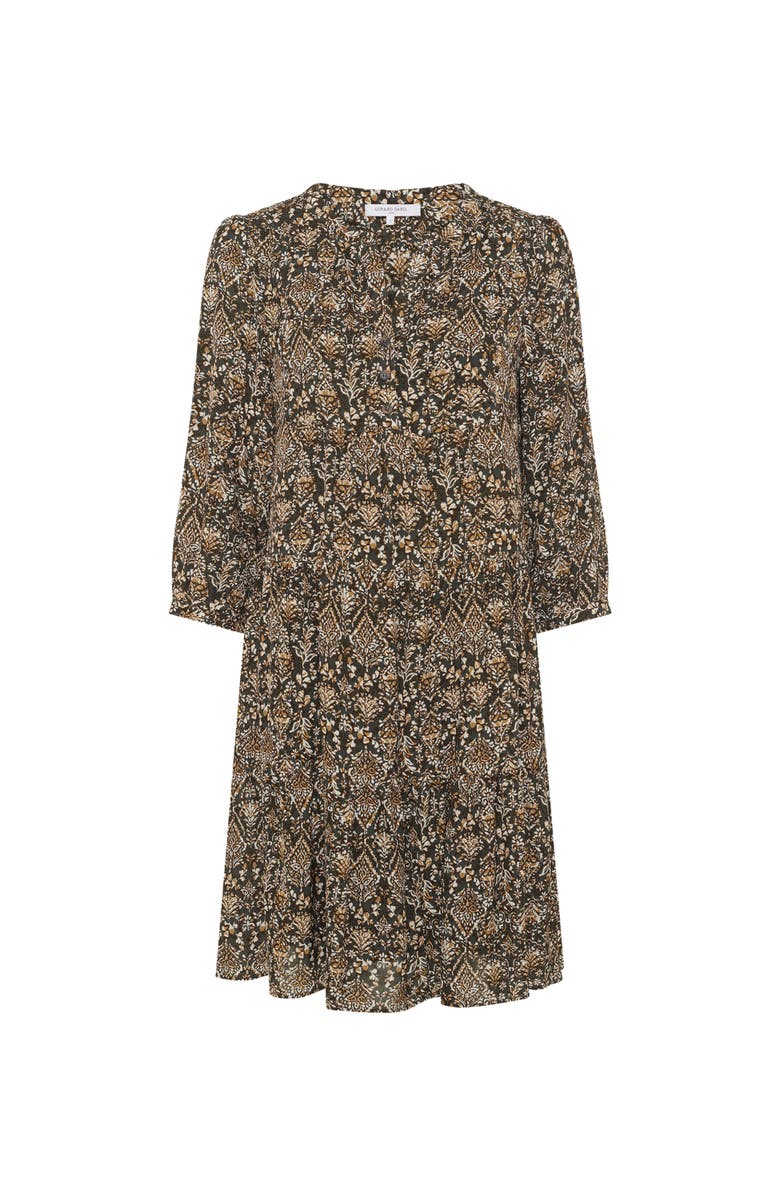 GERARD DAREL Lyne V-Neck Printed Dress, Alternate, color, Medium Khaki