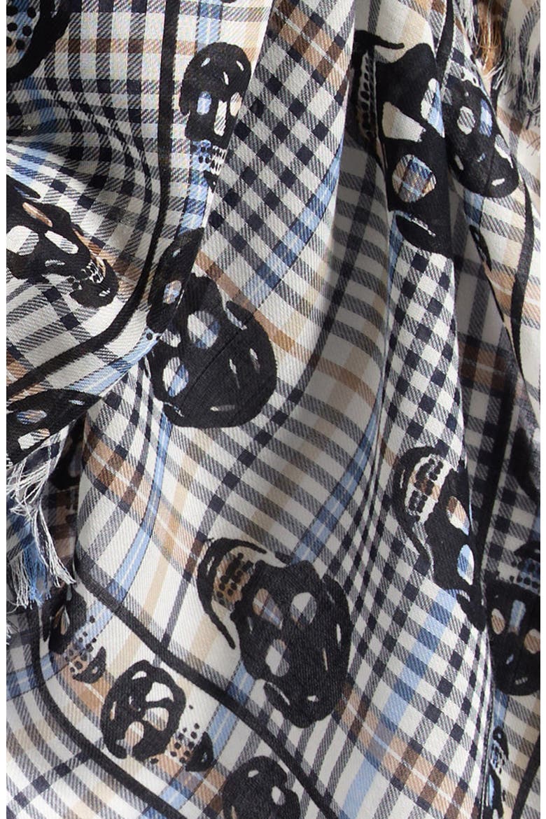 McQueen Skull Check Fringe Scarf (Men) | Nordstrom