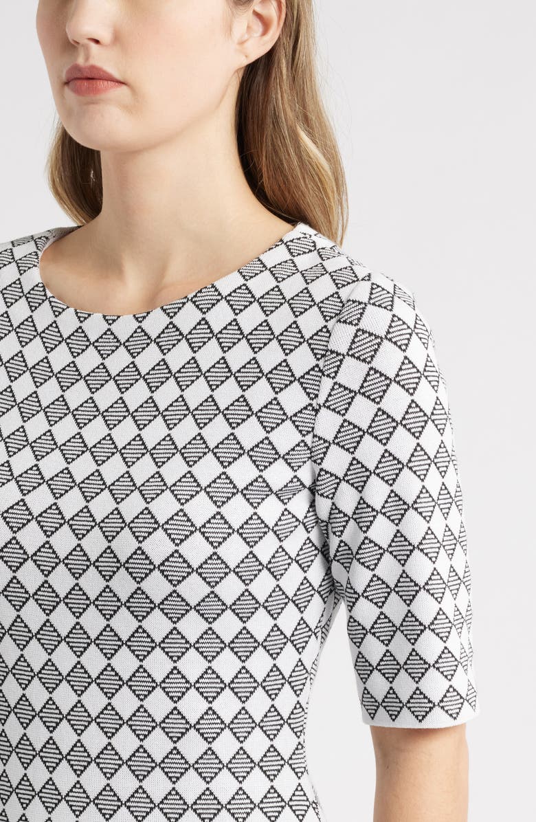 Ming Wang Jacquard Sheath Dress, Alternate, color, White/ Black