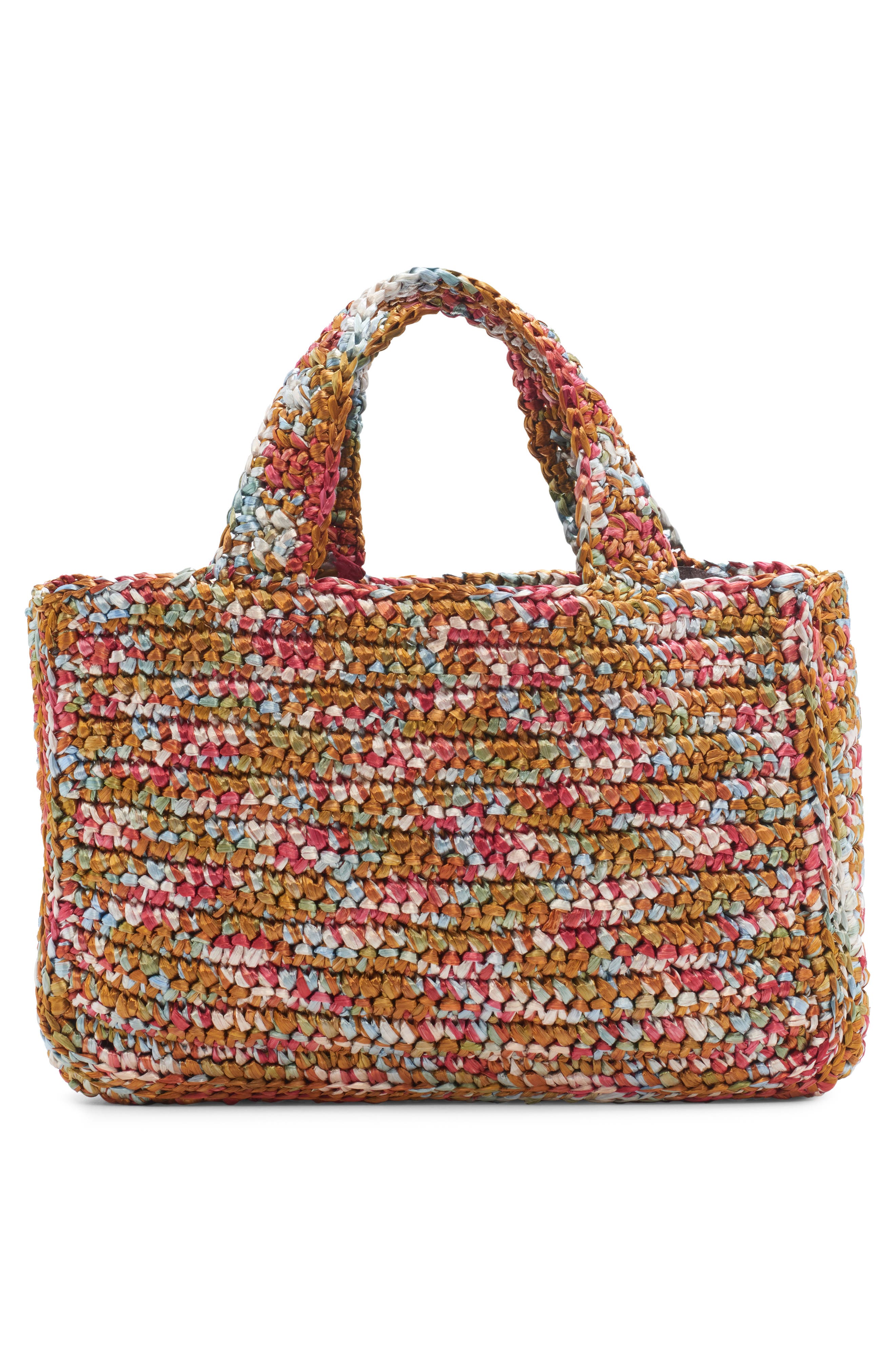Valentino Garavani Medium Viva Superstar Raffia Crochet Tote, Alternate, color, Brown Multi