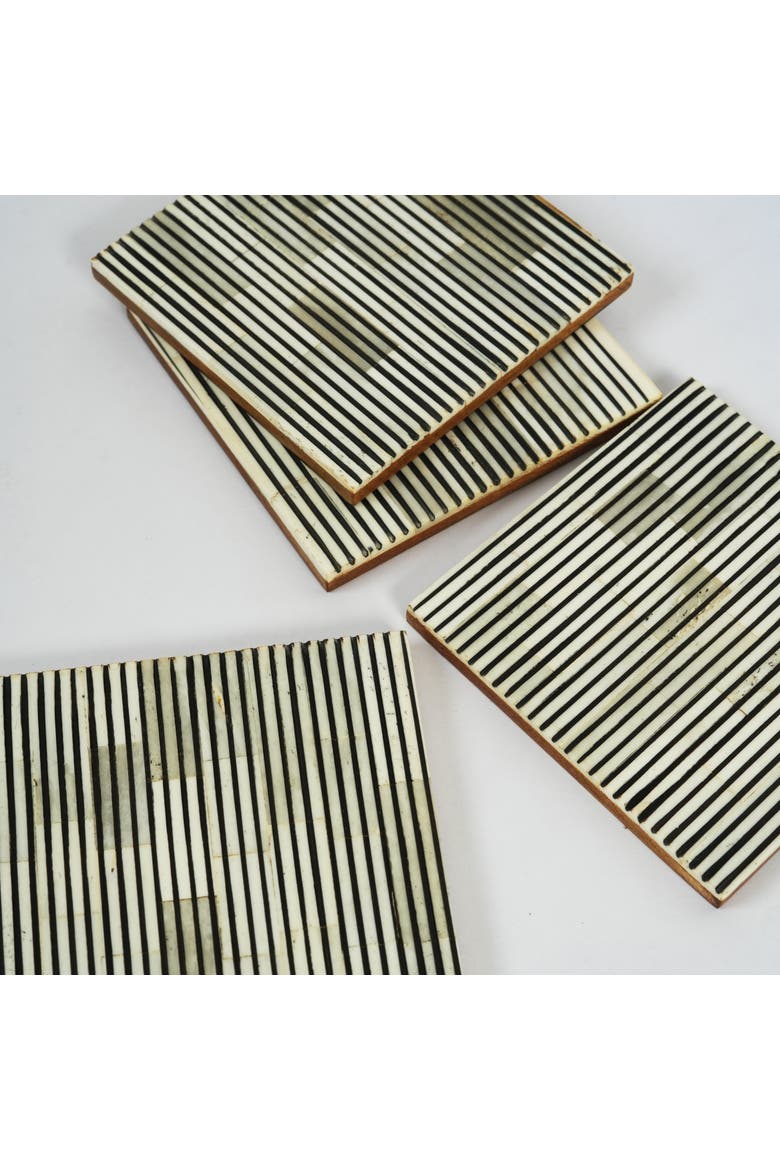 Pinstripe Inlay Coasters, Alternate, color, Pinstripe