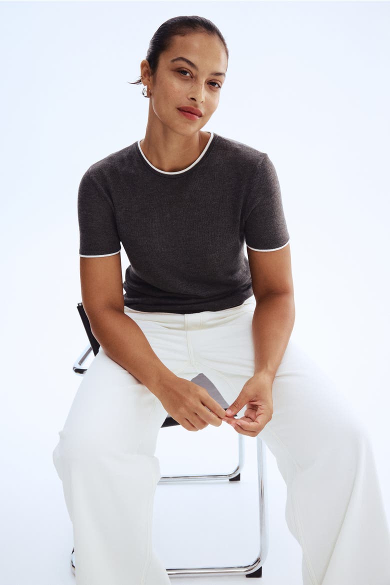Fine-knit Top, Alternate, color, Dark gray