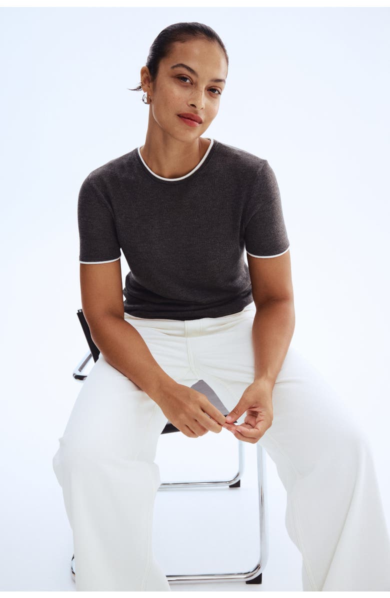 H&M Fine-knit Top, Alternate, color, Dark Gray