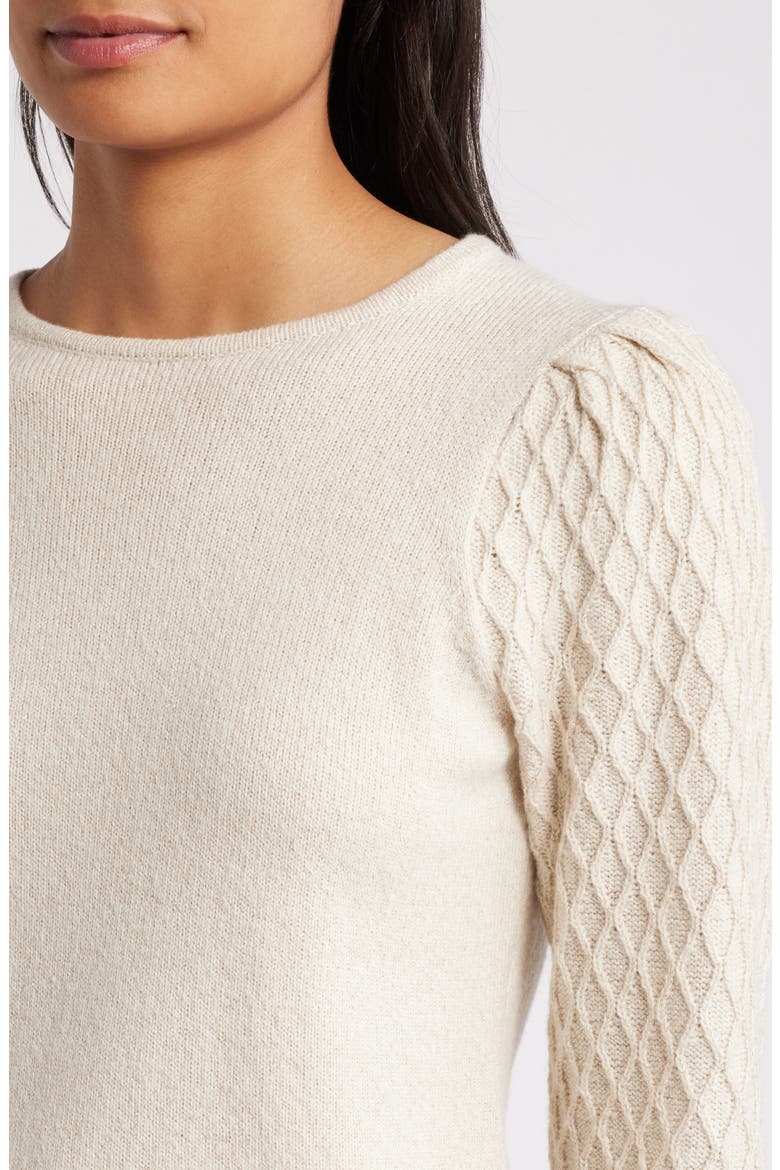 Metallic Mixed Stitch Cotton Blend Sweater, Alternate, color, ANNE WHITE/ GOLD
