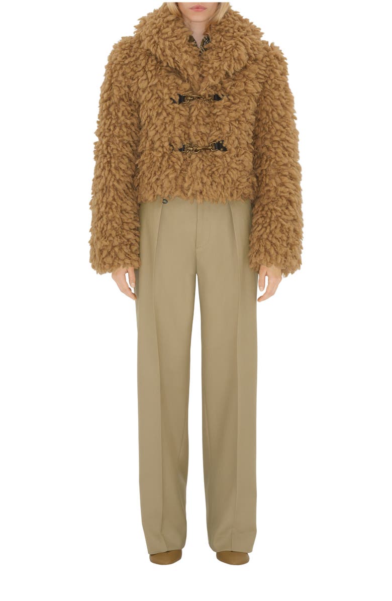 Burberry Cropped Wool Blend Fringe Jacket, Main, color, 