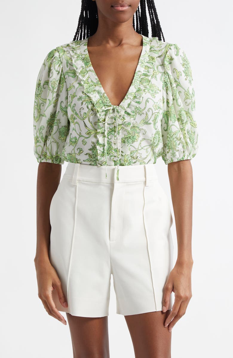 Cinq à Sept Ivy Paisley Top, Alternate, color, Ivory Multi