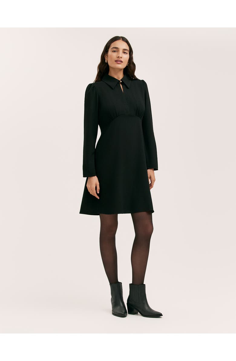 Finery London Sabine Long Sleeve Collared Short Dress, Alternate, color, Black
