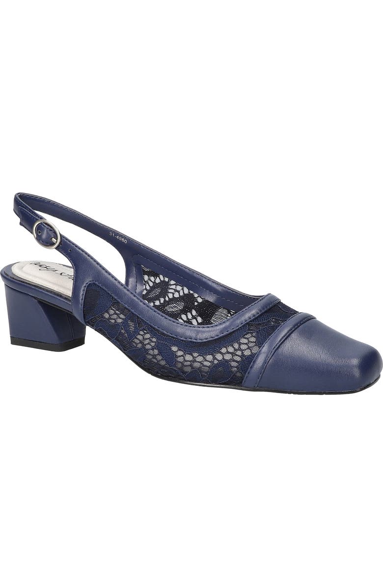 EASY STREET Fortune Square Toe Slingback Pump, Main, color, Navy