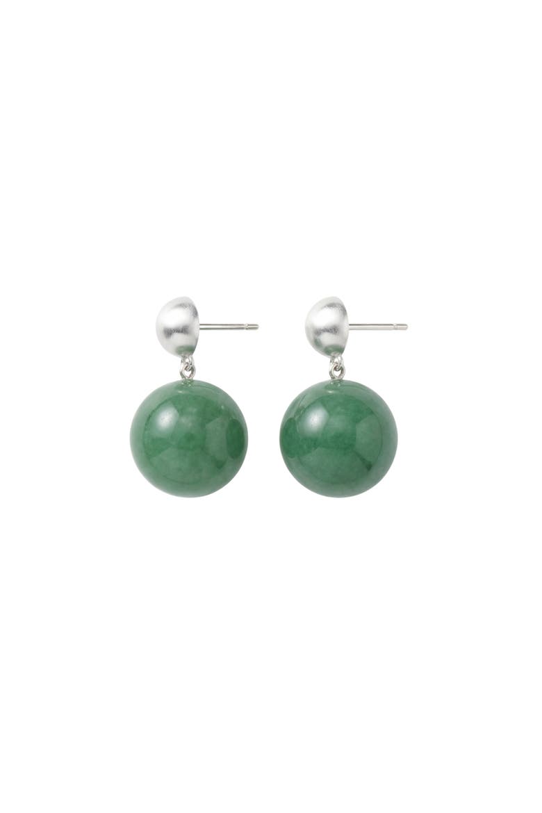 Duo Silver and Jade-Green Aventurine Earrings, Alternate, color, Green