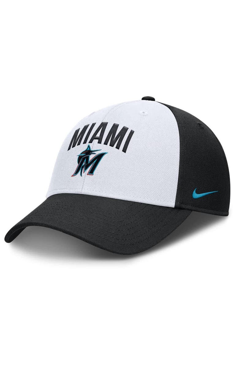 Nike Men's Nike White/Black Miami Marlins Club Performance Adjustable Hat, Main, color, White