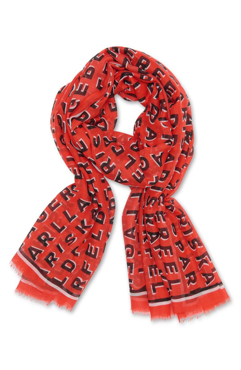 KARL LAGERFELD PARIS Logo Wrap Scarf, Alternate, color, 