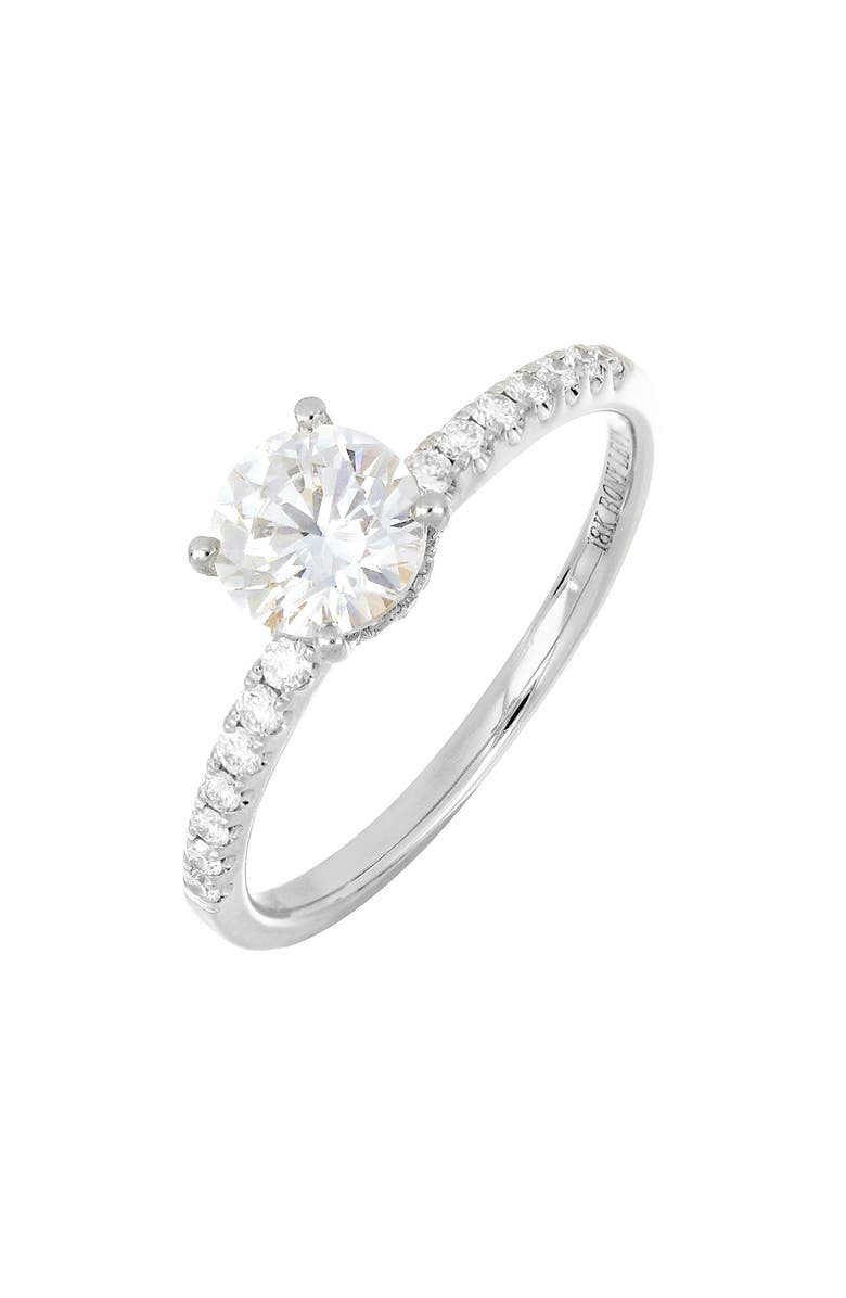 Bony Levy Pavé Diamond & Cubic Zirconia Solitaire Engagement Ring Setting, Main, color,