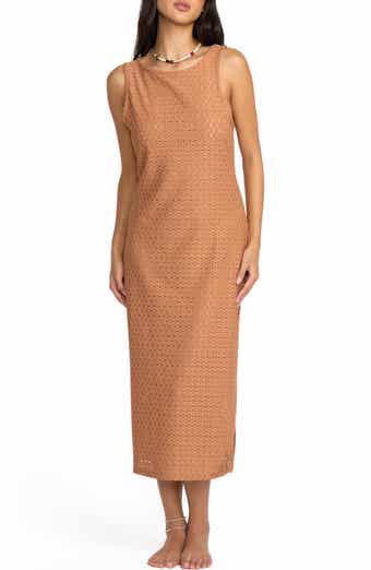 Eyelet Cover-Up Midi Dress