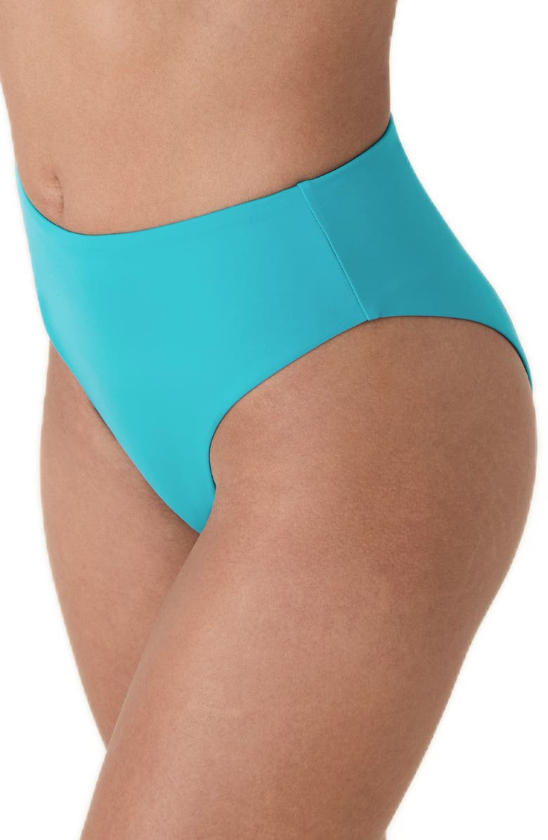 Andie The '90s High Waist Bikini Bottoms, Alternate, color, Cyan