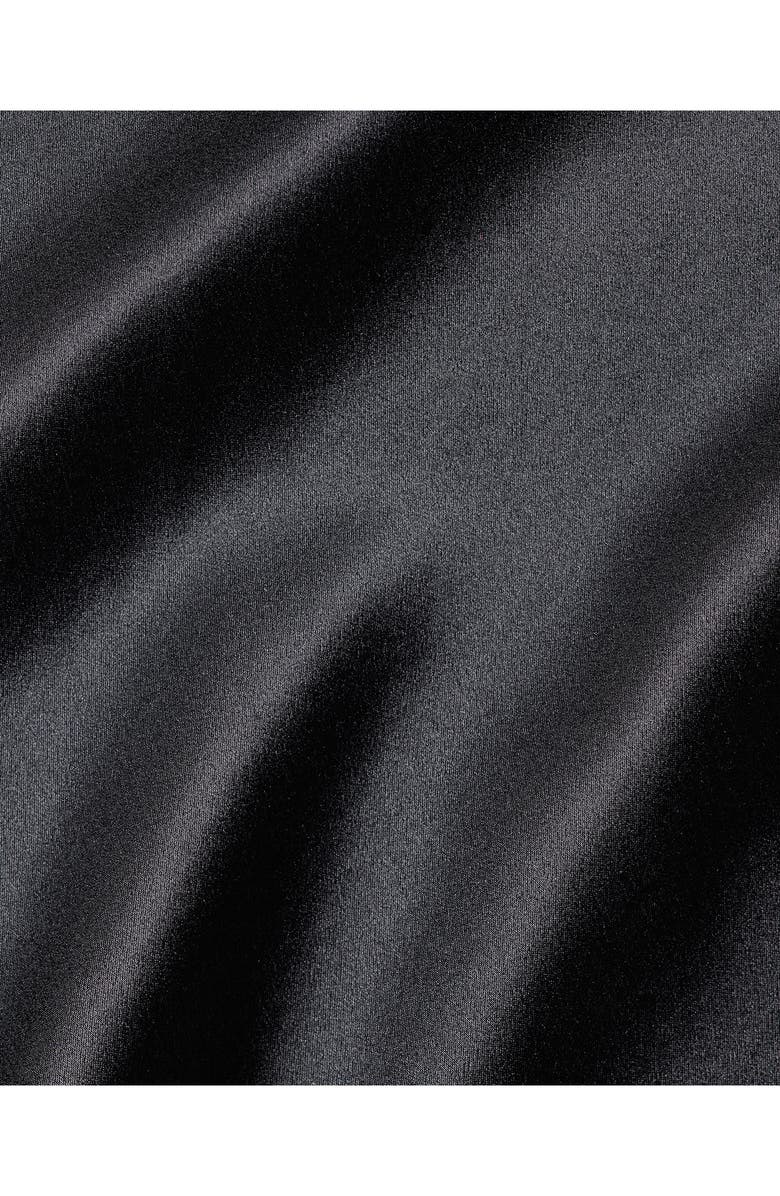 Petite Plume Lace Trim Mulberry Silk Nightgown, Alternate, color, Black