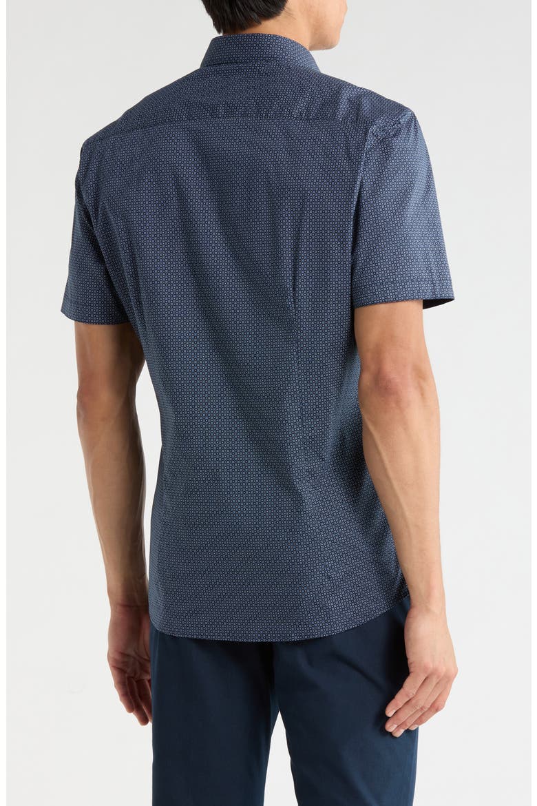 Short Sleeve Stretch Button-Up Shirt, Alternate, color, NAVY