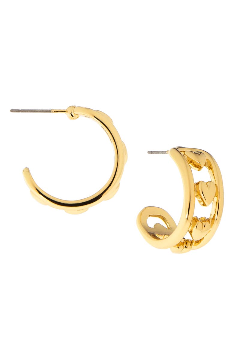 MARLYN SCHIFF Mariah Heart Hoop Earrings, Main, color, Gold