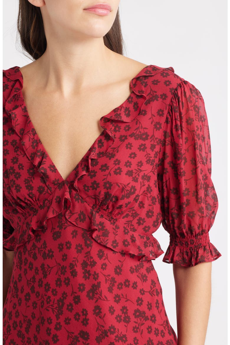 Miramar Floral Ruffle V-Neck Top, Alternate, color, CARMINE DAISIES