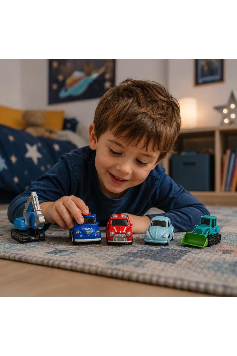 VVC City Vehicles, Stackable Pull-Back Diecast Cars, Alternate, color, Multi Color