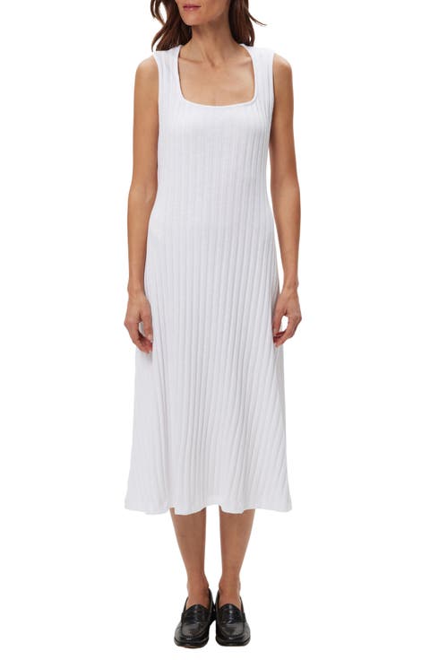 Sofia Wide Rib Sleeveless Cotton Blend Knit Midi Dress