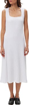 Michael Stars Sofia Wide Rib Sleeveless Cotton Blend Knit Midi Dress